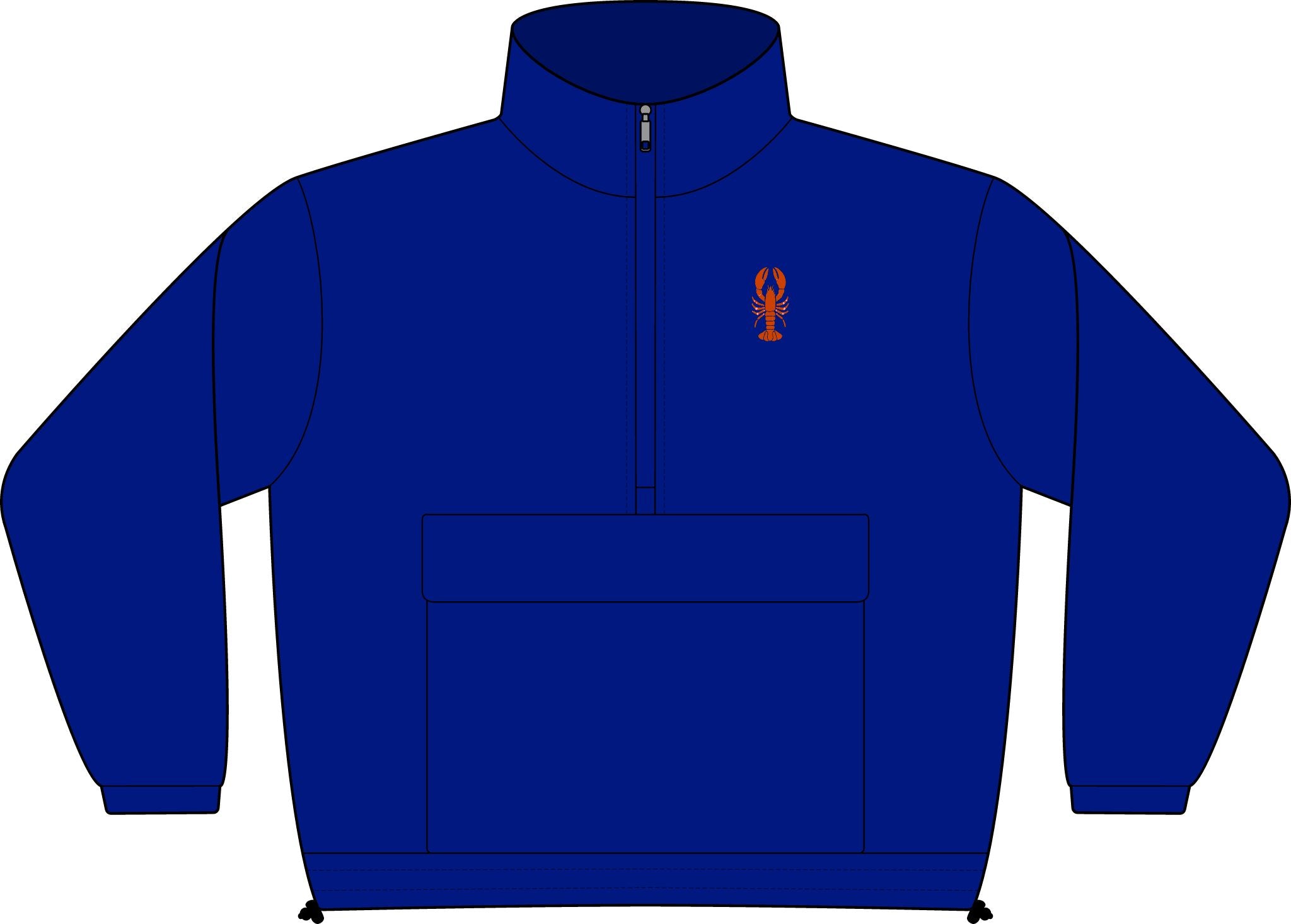 Women's Quarter-Zip Pullover - Embroidered Orange Lobster Chest Logo